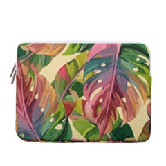 Monstera Colorful Leaves Foliage 13  Vertical Laptop Sleeve Case With Pocket