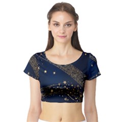 Starsstar Glitter Short Sleeve Crop Top