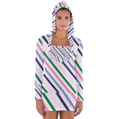 Retro Vintage Stripe Pattern Abstract Long Sleeve Hooded T-shirt
