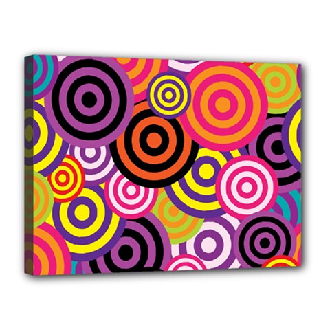 Abstract Circles Background Retro Canvas 16  X 12  (stretched) by Ravend