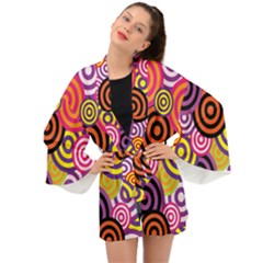 Abstract Circles Background Retro Long Sleeve Kimono