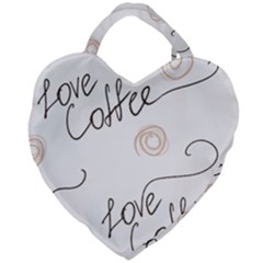 Seamless Pattern Coffee Text Giant Heart Shaped Tote by Maspions