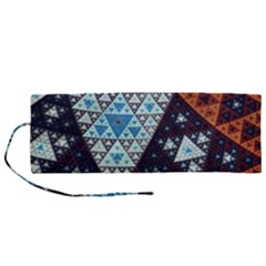 Fractal Triangle Geometric Abstract Pattern Roll Up Canvas Pencil Holder (m)