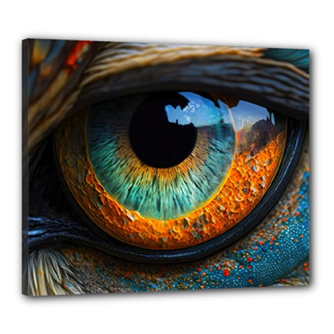Eye Bird Feathers Vibrant Canvas 24  X 20  (stretched) by Hannah976