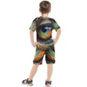 Eye Bird Feathers Vibrant Kids  T-Shirt and Shorts Set View2