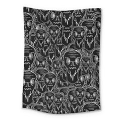 Old Man Monster Motif Black And White Creepy Pattern Medium Tapestry by dflcprintsclothing