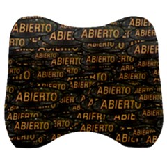 Abierto Neon Lettes Over Glass Motif Pattern Velour Head Support Cushion by dflcprintsclothing