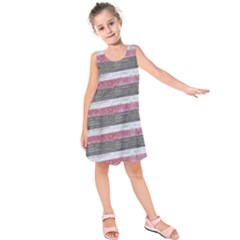 Vintage Vibrant Stripes Pattern Print Design Kids  Sleeveless Dress by dflcprintsclothing