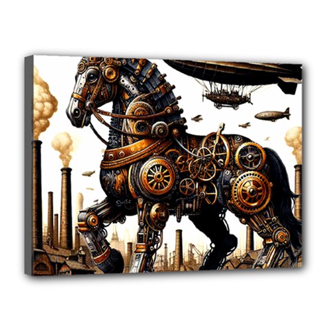 Steampunk Horse Punch 1 Canvas 16  X 12  (stretched) by CKArtCreations