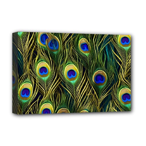 Peacock Pattern Deluxe Canvas 18  X 12  (stretched)