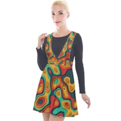 Paper Cut Abstract Pattern Plunge Pinafore Velour Dress