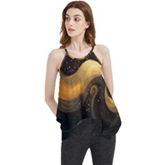 Abstract Gold Wave Background Flowy Camisole Tank Top