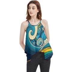 Waves Ocean Sea Abstract Whimsical Art Flowy Camisole Tank Top