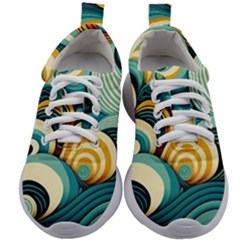 Wave Waves Ocean Sea Abstract Whimsical Kids Athletic Shoes by Maspions