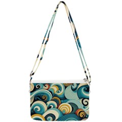 Wave Waves Ocean Sea Abstract Whimsical Double Gusset Crossbody Bag by Maspions