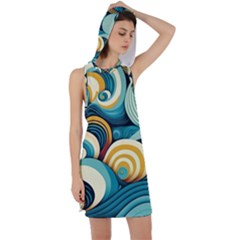 Wave Waves Ocean Sea Abstract Whimsical Racer Back Hoodie Dress