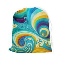 Abstract Waves Ocean Sea Whimsical Drawstring Pouch (2xl)