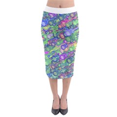 Sktechy Style Guitar Drawing Motif Colorful Random Pattern Wb Midi Pencil Skirt by dflcprintsclothing