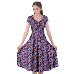Trippy Cool Pattern Cap Sleeve Wrap Front Dress by designsbymallika