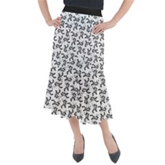Erotic Pants Motif Black And White Graphic Pattern Black Backgrond Midi Mermaid Skirt by dflcprintsclothing