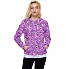 Kawaii Cyborg Cats Motif Random Pattern Women s Lightweight Drawstring Hoodie by dflcprintsclothing