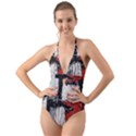 Abstract  Halter Cut-Out One Piece Swimsuit View1