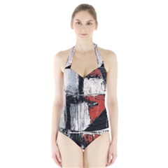 Abstract  Halter Swimsuit