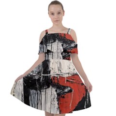 Abstract  Cut Out Shoulders Chiffon Dress