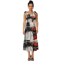 Abstract  Tie-strap Tiered Midi Chiffon Dress