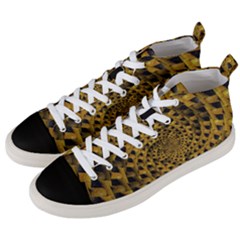 Spiral Symmetry Geometric Pattern Black Backgrond Men s Mid-top Canvas Sneakers by dflcprintsclothing
