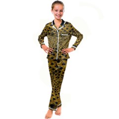 Spiral Symmetry Geometric Pattern Black Backgrond Kids  Satin Long Sleeve Pajamas Set by dflcprintsclothing