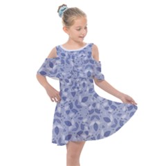 Pastel Botanic Harmony Collage Kids  Shoulder Cutout Chiffon Dress by dflcprintsclothing