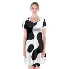 Cow Pattern Short Sleeve V-neck Flare Dress