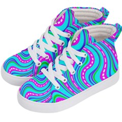 Swirls Pattern Design Bright Aqua Kids  Hi-top Skate Sneakers by Ndabl3x