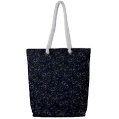 Midnight Blossom Elegance Black Backgrond Full Print Rope Handle Tote (small) by dflcprintsclothing