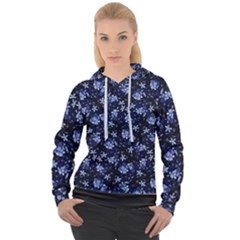 Stylized Floral Intricate Pattern Design Black Backgrond Women s Overhead Hoodie by dflcprintsclothing