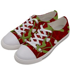 Mistletoe Christmas Texture Advent Men s Low Top Canvas Sneakers by Hannah976