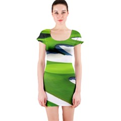 Golf Course Par Green Short Sleeve Bodycon Dress by Proyonanggan