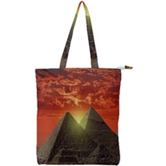 Pyramids Egypt Monument Landmark Sunrise Sunset Egyptian Double Zip Up Tote Bag by Proyonanggan