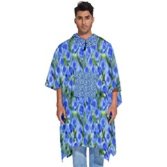 Blue Roses Garden Men s Hooded Rain Ponchos