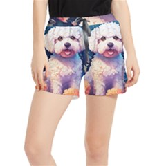 Cute Puppy With Flowers Women s Runner Shorts by Sparkle