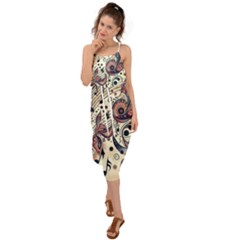 Paisley Print Musical Notes8 Waist Tie Cover Up Chiffon Dress by RiverRootz