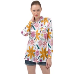Pattern Background Vintage Floral Long Sleeve Satin Shirt