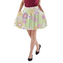 Pattern Background Vintage Floral A-line Pocket Skirt