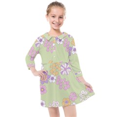 Pattern Background Vintage Floral Kids  Quarter Sleeve Shirt Dress