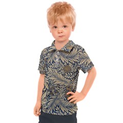 Brown Vintage Background Vintage Floral Pattern Kids  Polo T-shirt