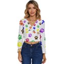 Pawprints Paw Prints Paw Animal Long Sleeve V-Neck Top View1