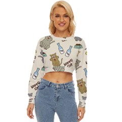 Happy Cats Pattern Background Lightweight Long Sleeve Sweatshirt