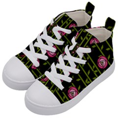 Abstract Rose Garden Kids  Mid-top Canvas Sneakers