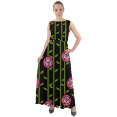 Abstract Rose Garden Chiffon Mesh Boho Maxi Dress